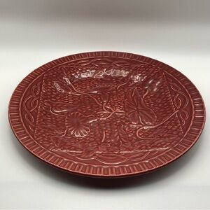 Bordallo Pinheiro Morning Glory Red Ceramic Plate 9.5” Majolica Jay Willfred